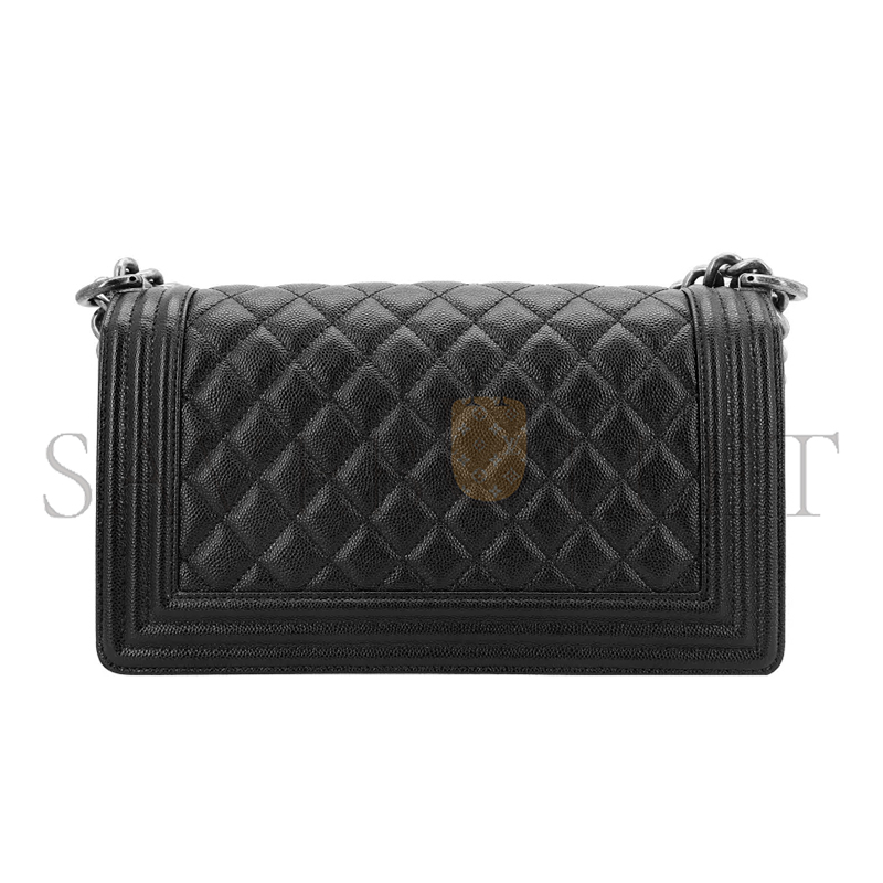 CHANEL CAVIAR MEDIUM QUILTED BOY FLAP BLACK A67086 Y83338 94305 (25*15*8cm)